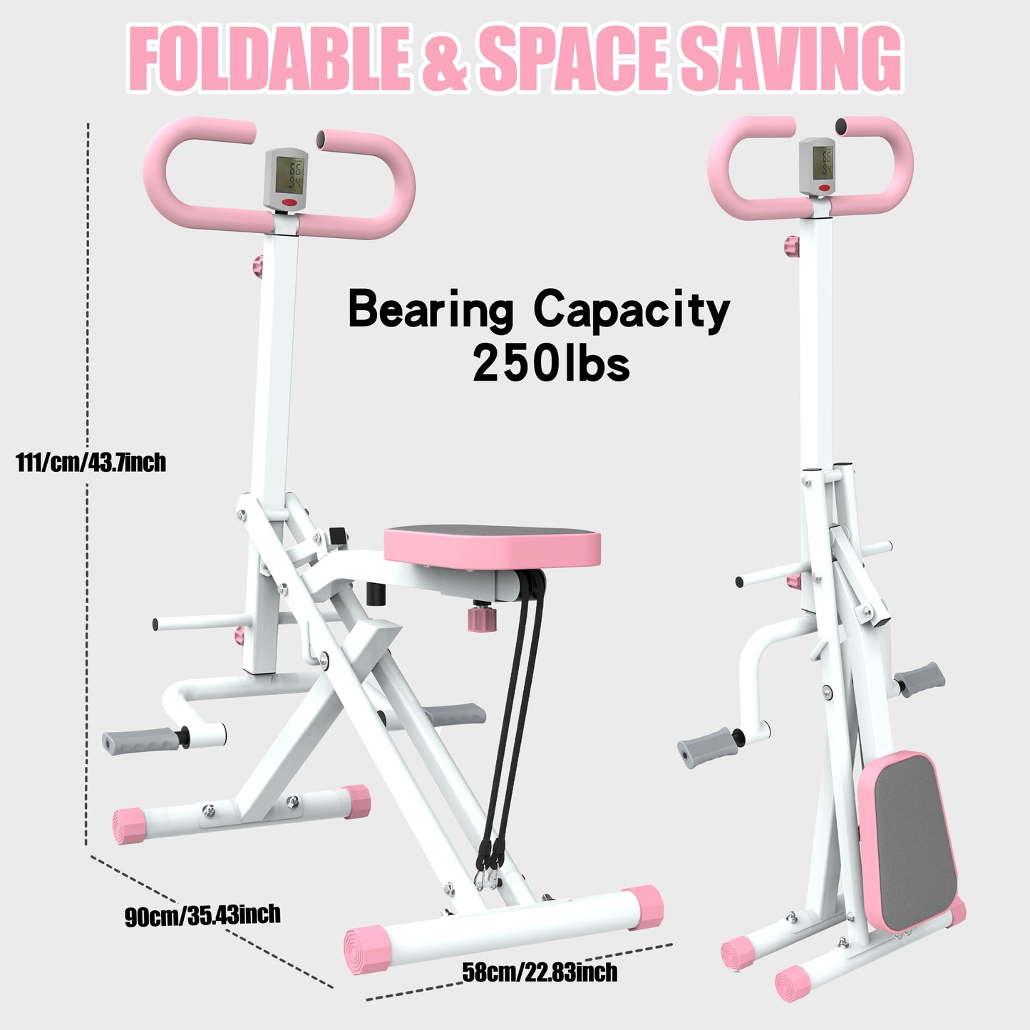 Squat Machine For Home, Assist Trainer For Glutes Workout Foldable With Resistance Bands, For Botty Glutes Butt Thighs, Ab Back Leg Press Hip Thrust For Home Gym Fitness