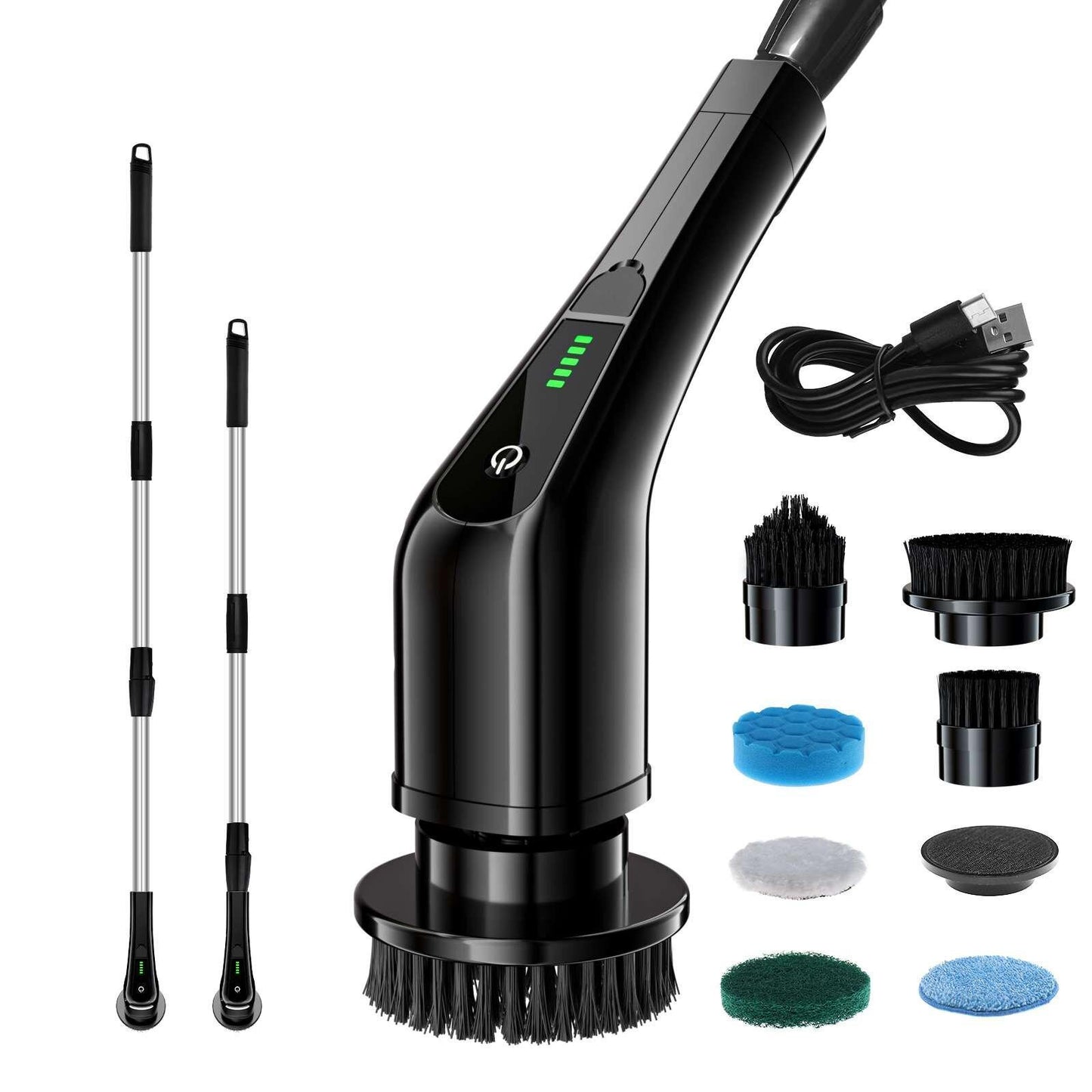 Electric Bathroom Scrubber, 360° Rotating Power Spin Brush with Telescopic Handle, Waterproof Cordless Cleaner for Shower, Sink, and Kitchen Surfaces