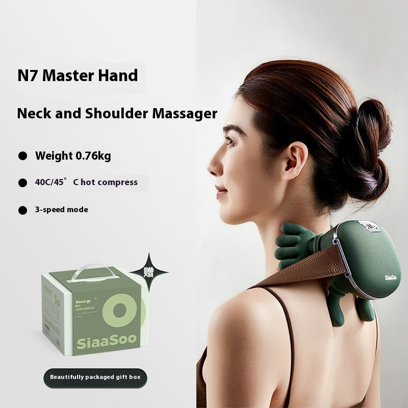 Siaasoo  Smart Shiatsu Neck & Back Massager with Heat, Cordless Kneading Massage Shawl, Adjustable Intensity for Pain Relief and Relaxation at Home or Office (Green)