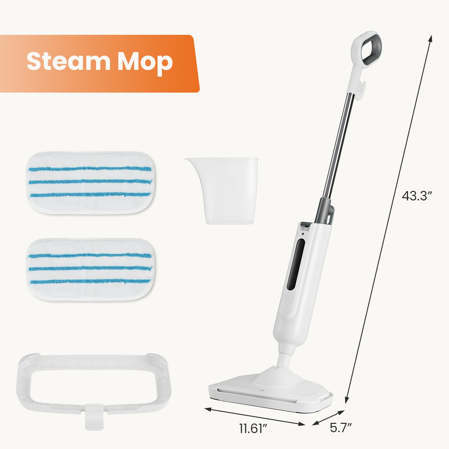 Steam Mop For Floor Cleaning,Lightweight Floor Steamer Cleaner For Hardwood-Tile-Laminate Floors Carpet, 2 Washable Pad