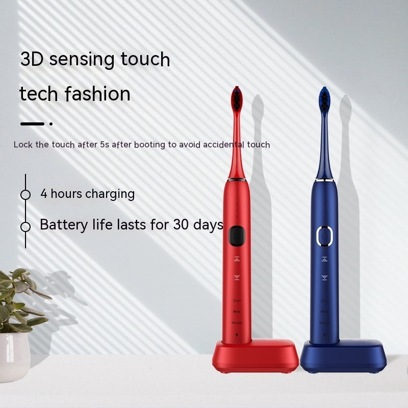 Whitening 3D Touch Sonic Toothbrush – Adjustable Intensity, Smart Timer & Travel Case – 40,000 VPM Motor & Wireless Charging - 5 Cleaning Mode.