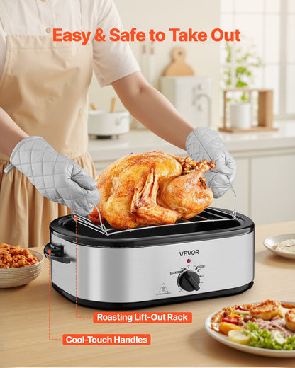 20QT Electric Roaster Oven with Self-Basting Lid | Extra-Large Electric Roasting Pan for Turkey, Chicken, Stews & Holiday Cooking