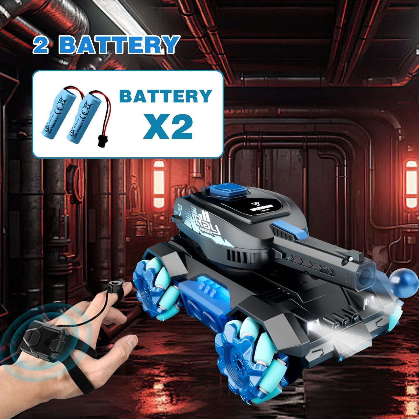 RC Tank Toy with Four-Wheel Drive Power | 2.4GHz Remote & Gesture Control | All-Terrain Stunt Vehicle | Water Bomb Shooting Action Toy for Kids & Teens