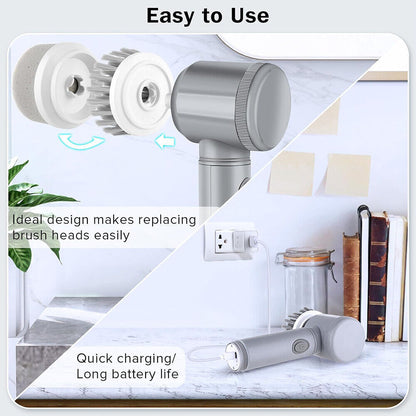 Electric Spin Scrubber, Cordless Rechargeable Cleaning Brush with Adjustable Extension Handle, Turbo Power Scrub Cleaner for Bathroom, Bathtub, Tile, and Kitchen Cleaning