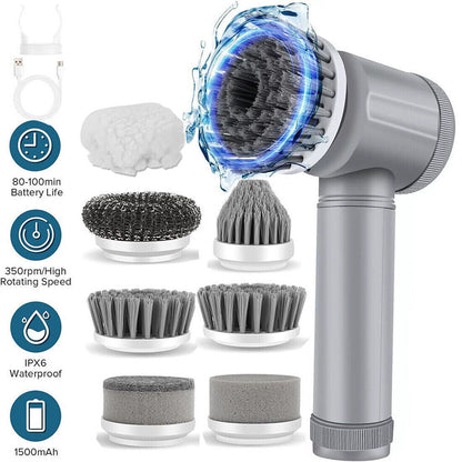 Electric Spin Scrubber, Cordless Rechargeable Cleaning Brush with Adjustable Extension Handle, Turbo Power Scrub Cleaner for Bathroom, Bathtub, Tile, and Kitchen Cleaning