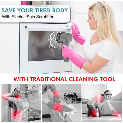 Electric Spin Scrubber, Cordless Rechargeable Cleaning Brush with Adjustable Extension Handle, Turbo Power Scrub Cleaner for Bathroom, Bathtub, Tile, and Kitchen Cleaning
