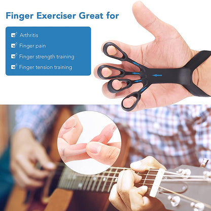 Silicone Finger Grip Strengthener for Hand Therapy | Finger Exercise Stretcher for Arthritis Relief | Ergonomic Hand Grip Trainer for Rehabilitation, Recovery & Daily Strength Training