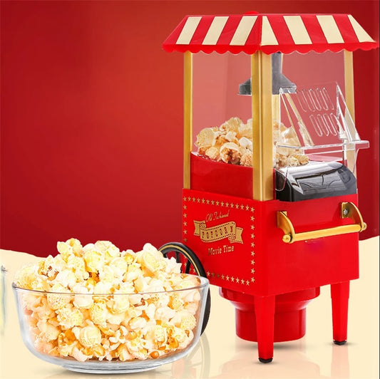 Retro Classic Car Popcorn Machine Small | Blow-Type Hot Air Popcorn Maker | Mini Oil-Free Popcorn Machine for Family Entertainment & Snacks