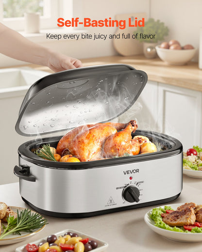 20QT Electric Roaster Oven with Self-Basting Lid | Extra-Large Electric Roasting Pan for Turkey, Chicken, Stews & Holiday Cooking