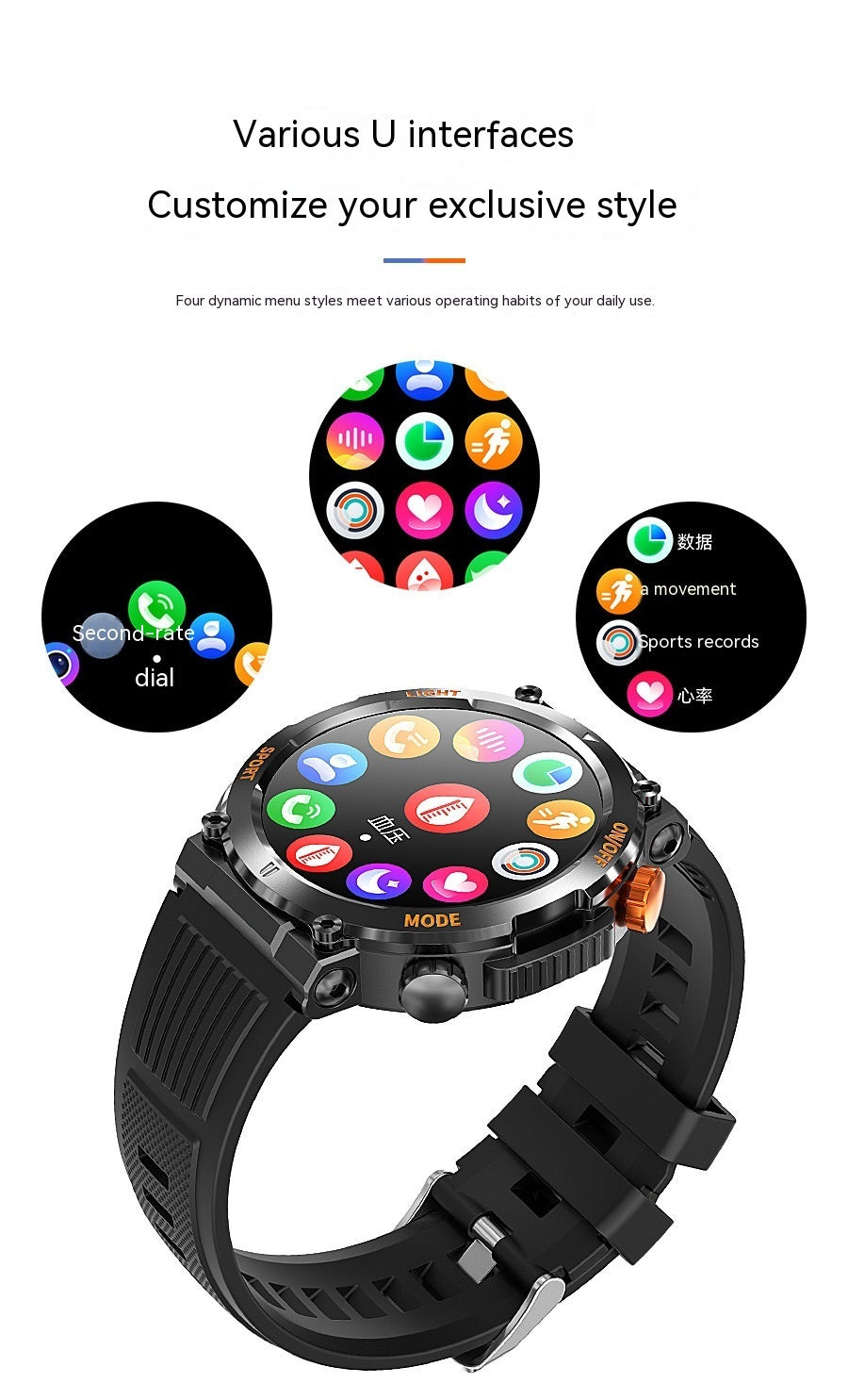 Luxury Sport Smartwatch (2 Straps), 1.85” Full Touch Screen, Bluetooth Call, Fitness Tracker with 110+ Sports Modes, Heart Rate & Sleep Monitor for Android iOS