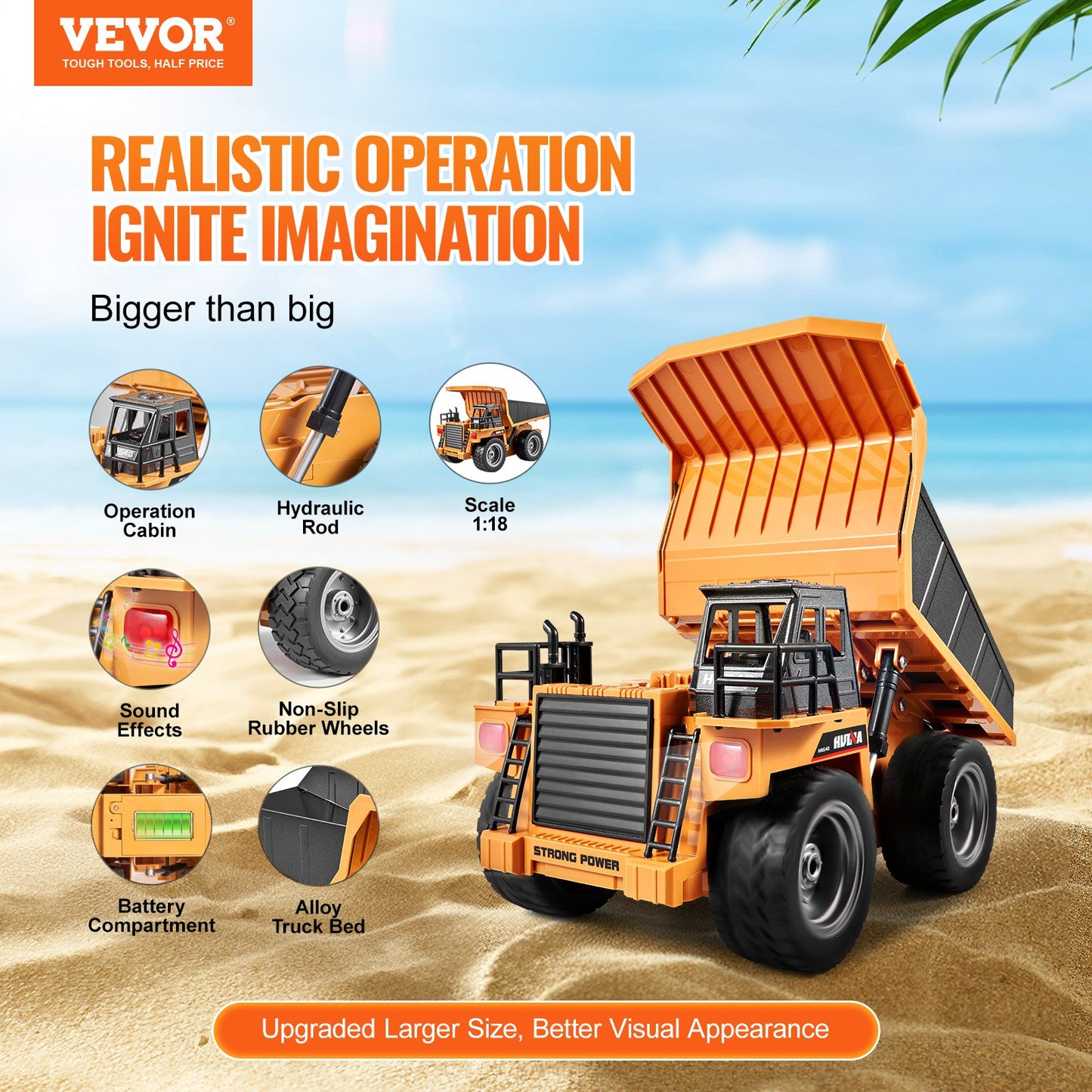 VEVOR RC Construction Dump Truck Toy 9CH | High-Speed Remote Control Vehicle | Durable Outdoor Play for Boys & Girls