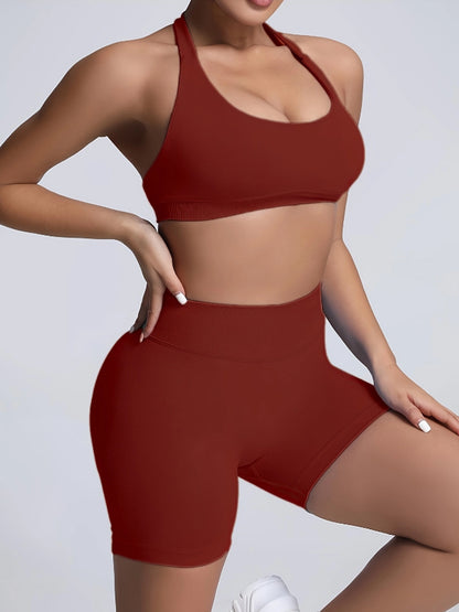 Women’s 3-Pack Activewear Set | Supportive Sports Bra with High-Waisted Shorts | Breathable Quick-Dry Yoga & Workout Outfit for Daily Training