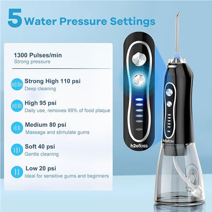 Compact & Powerful Teeth Flosser | 5 Modes Water Dental Irrigator | IPX7 Waterproof, Perfect for Travel & Daily Care