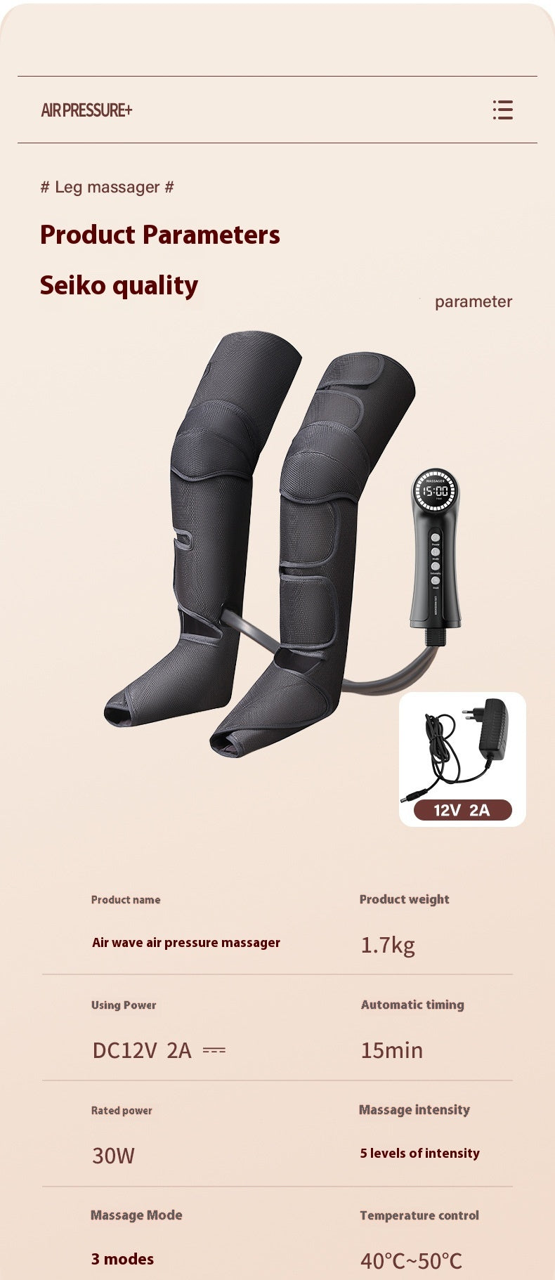 Pneumatic Massager For Kneading Legs