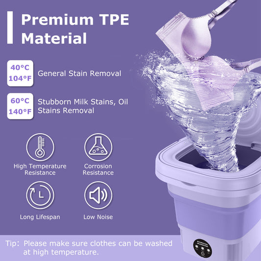 Foldable  Washing Machine  Portable Laundry Machine With Detachable Drain Basket 3 Modes Electric Clothes Washer For Underwear Socks Towels Baby Clothes