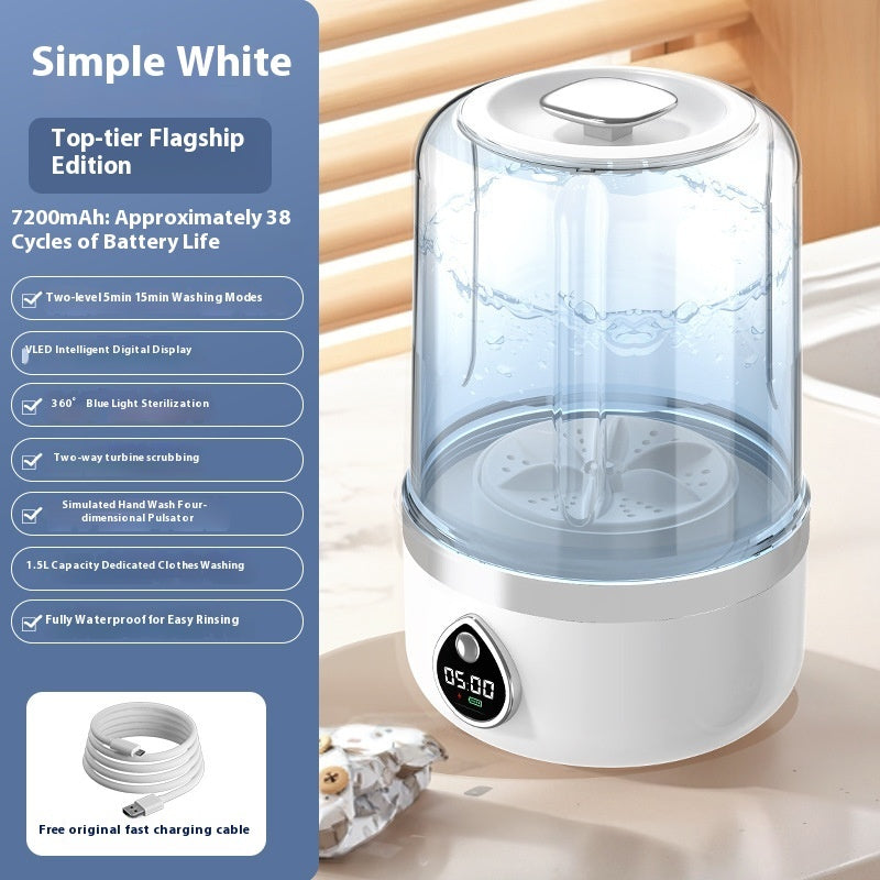 Mini Household Washing Machine | Portable Deep Cleaning for Small Loads, Baby Clothes & Underwear | Perfect for Dorms, Apartments, Hotels & Travel | Quiet, Energy-Saving (White)