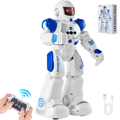VEVOR Smart RC Robot Toy for Kids – Talking & Dancing Interactive Robot with Gesture Control, Programmable Actions, LED Lights & Music, Educational Remote Control Toy for Boys and Girls