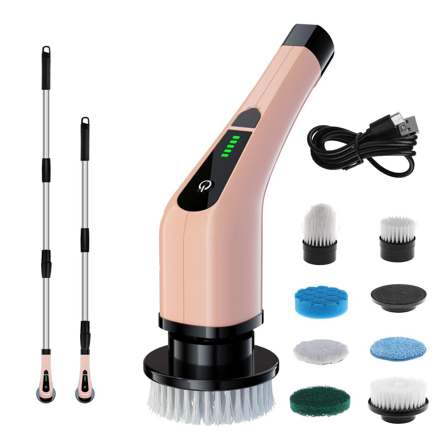 Electric Bathroom Scrubber, 360° Rotating Power Spin Brush with Telescopic Handle, Waterproof Cordless Cleaner for Shower, Sink, and Kitchen Surfaces