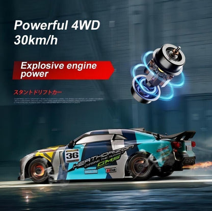Scale 4WD High-Speed RC Racing Car – 30KM/H Fast Drift Remote Control Truck – 2.4Ghz RC Car for Kids & Adults – Durable Off-Road Performance, USA Model