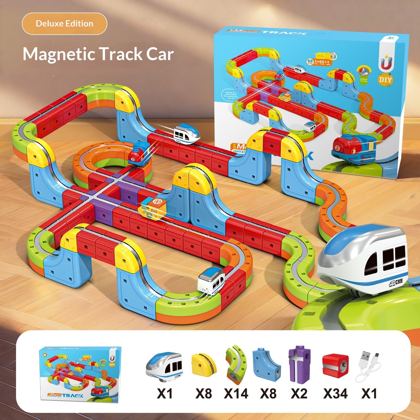Magic 3D Track Car Children's Magnetic Building Blocks