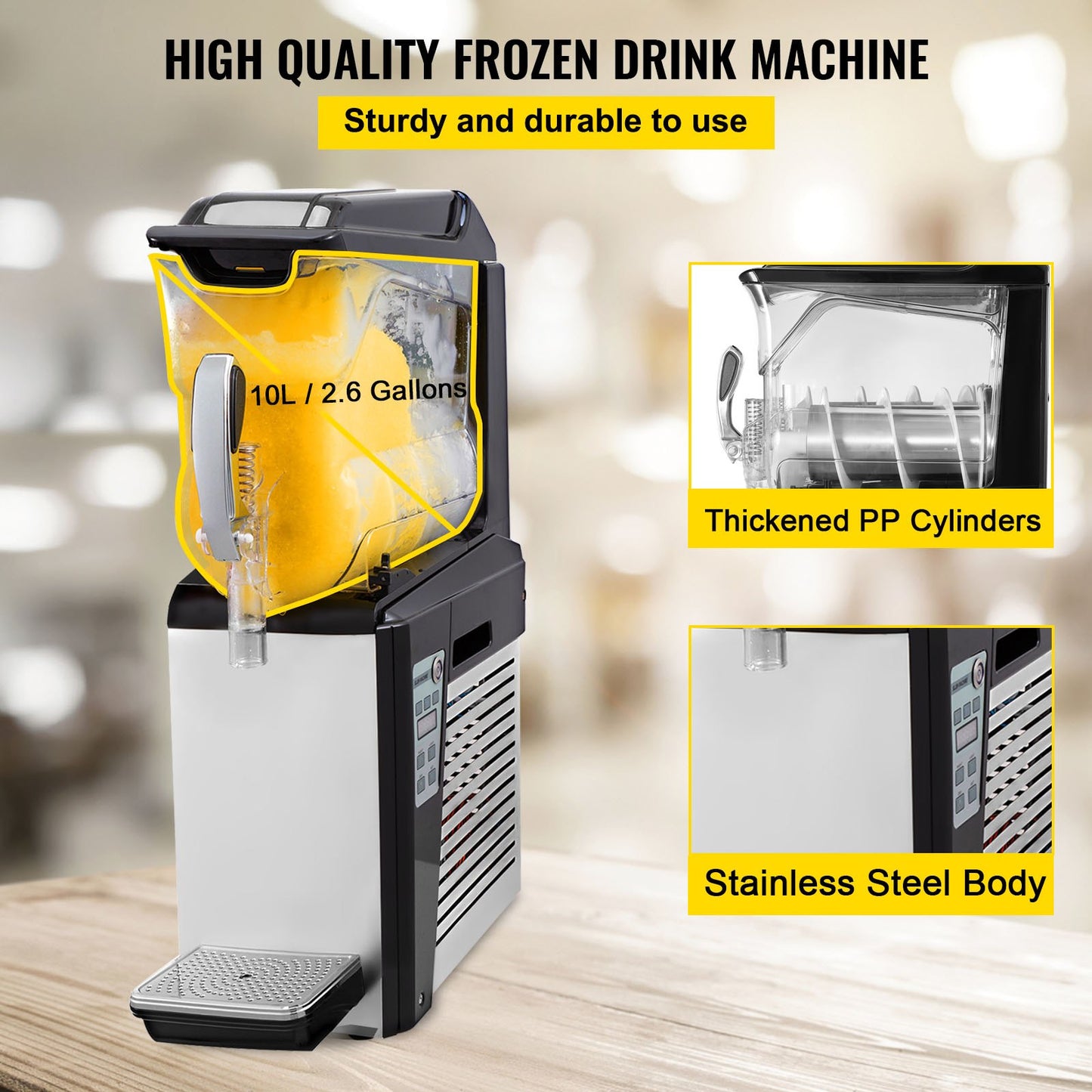 10L Professional Slushy Machine for Home & Business | 600W Powerful Frozen Beverage Machine | One-Tank Slushie Maker with Automatic Cleaning System