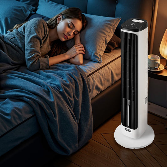 Smart Oscillating Tower Fan with 24H Programmable Timer & Wireless Remote | Powerful High-Speed Air Circulation, Energy-Efficient Design for All-Day Comfort