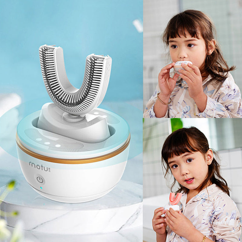 Automatic U-Shaped Electric Toothbrush for Adults & Kids – 360° Smart Cleaning with Whitening & Gum Care. Hands-Free U-Type Electric Toothbrush – 360° Ultrasonic Whitening Toothbrush with Gum Massage.