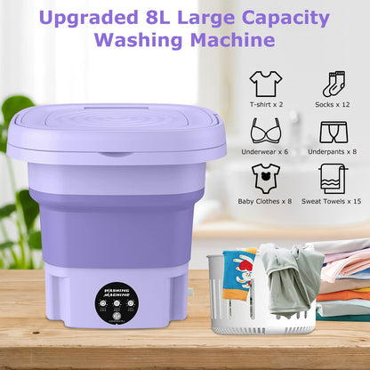 Foldable  Washing Machine  Portable Laundry Machine With Detachable Drain Basket 3 Modes Electric Clothes Washer For Underwear Socks Towels Baby Clothes