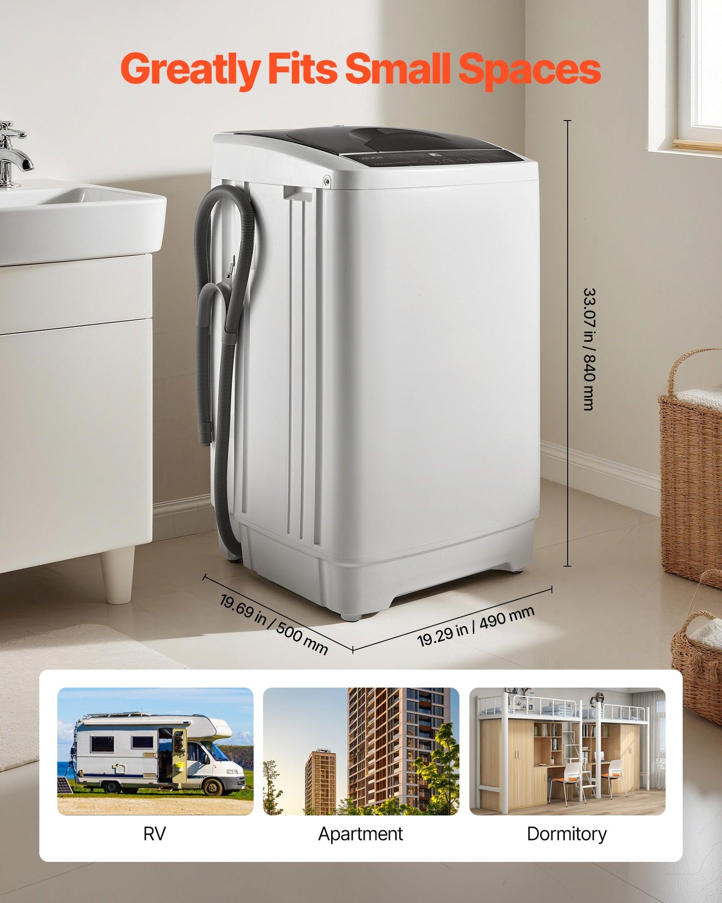 Portable Washing Machine, Portable Washer 1.3 Cu.ft With LED Display, Stainless Steel Drum, 8 Wash Programs & 6 Adjustable Water Levels, Portable Washer Machine For Apartments, RVs, And Dorms