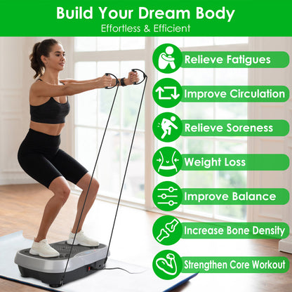 Whole Body Vibration Exercise Machine with Resistance Bands & Remote Control | High-Intensity Vibration Platform for Weight Loss, Fat Burning, Muscle Toning & Home Fitness Training