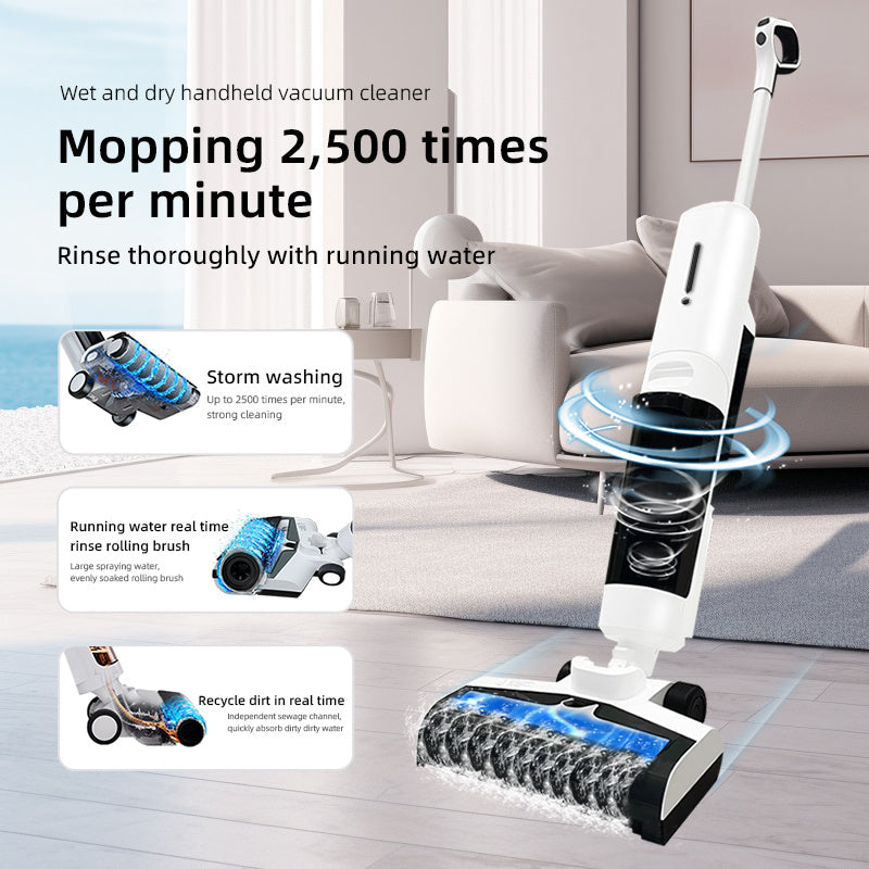 Floor Scrubber with 4 Mop Pads, Spin Mop for Deep Cleaning, 30s Heat-Up, 550ml Water Tank, Suitable for Hardwood, Tile & Laminate Floors
