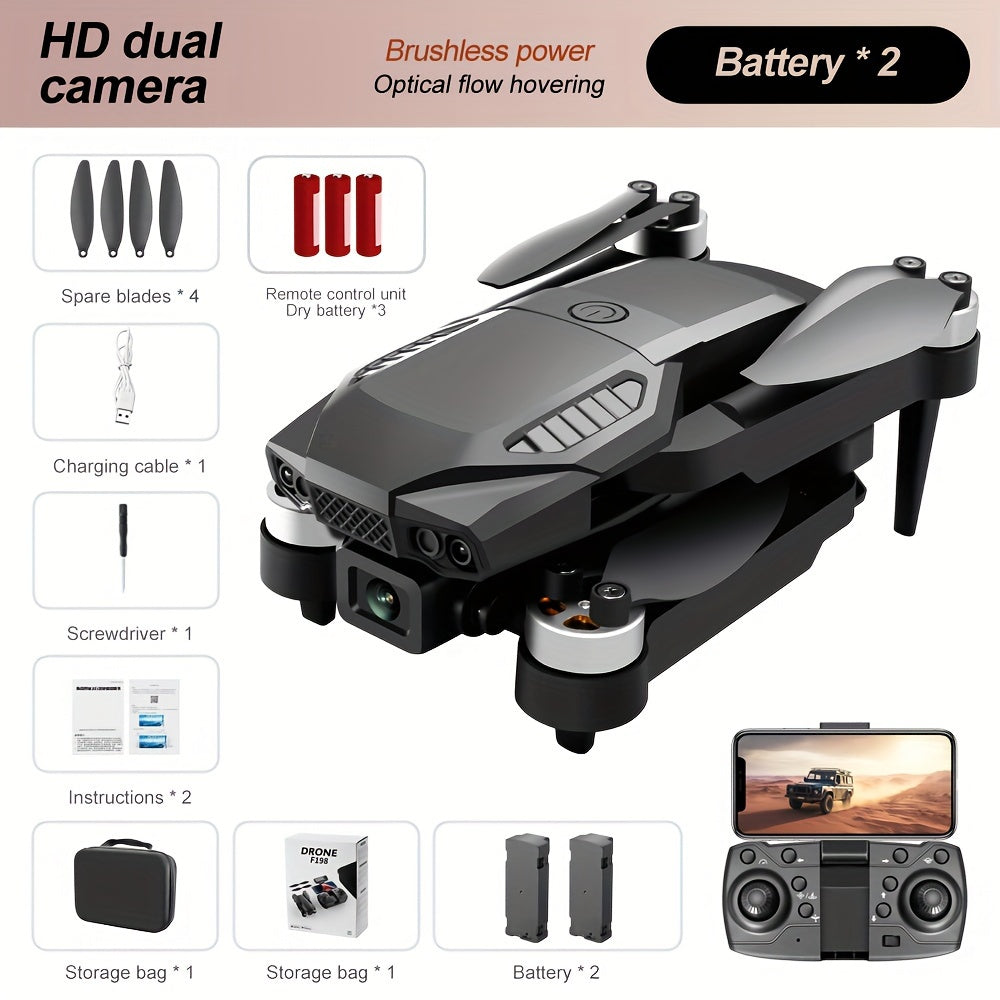 ESULOMP Brushless Drone HD Dual Camera Aerial Drone ,Quadcopter Optical Stream Positioning F196 RC Airplane