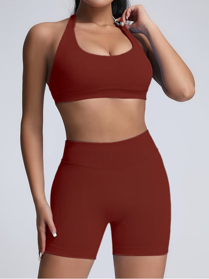 Women’s 3-Pack Activewear Set | Supportive Sports Bra with High-Waisted Shorts | Breathable Quick-Dry Yoga & Workout Outfit for Daily Training