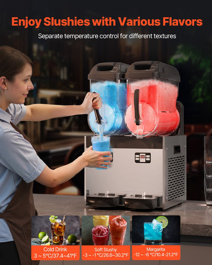 12Lx2 Tank Commercial Slushy Machine Margarita Smoothie Drink Maker