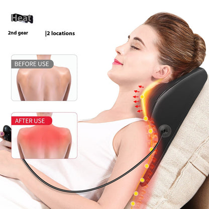 Heated 3D Kneading Back Massager Pillow | Deep Tissue Shiatsu Cushion for Neck, Waist & Lumbar Spine | Ergonomic Pain Relief Massage Pad for Home, Office & Car