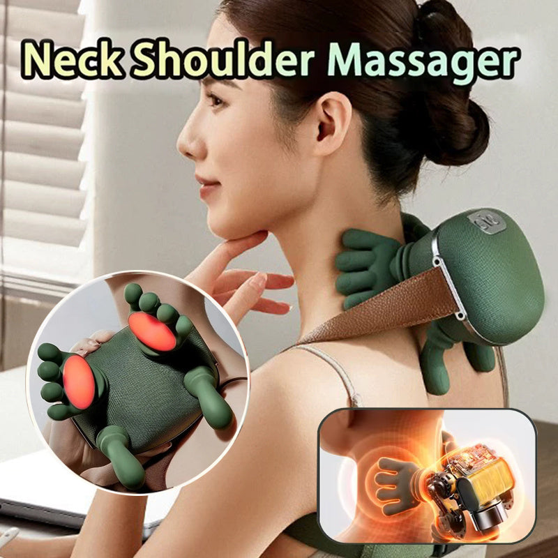 Siaasoo  Smart Shiatsu Neck & Back Massager with Heat, Cordless Kneading Massage Shawl, Adjustable Intensity for Pain Relief and Relaxation at Home or Office (Green)