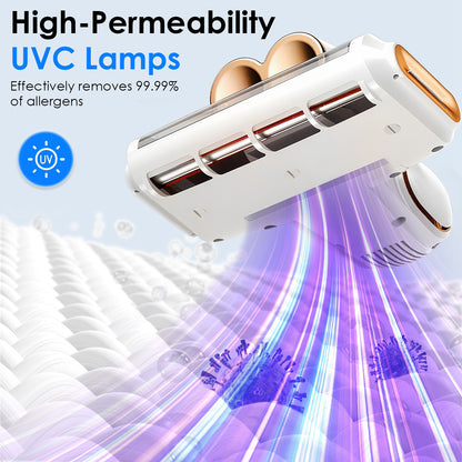 Mattress Vacuum Cleaner 16Kpa Bed Vacuum Cleaner Handheld Vacuums With Ultrasonic And UVC Light 18000 RPM Brushroll Rotation Dual Dust Bins Washable Filters For Bed Pillows Cribs Sofa