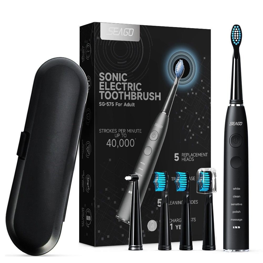 SEAGO Deep Clean, Gentle Care – Electric Toothbrush with Pressure Sensor & 4 Replacement Heads and Travel Case , Experience Dentist-Level Cleaning at Home – Sonic Toothbrush with Smart Pressure Control