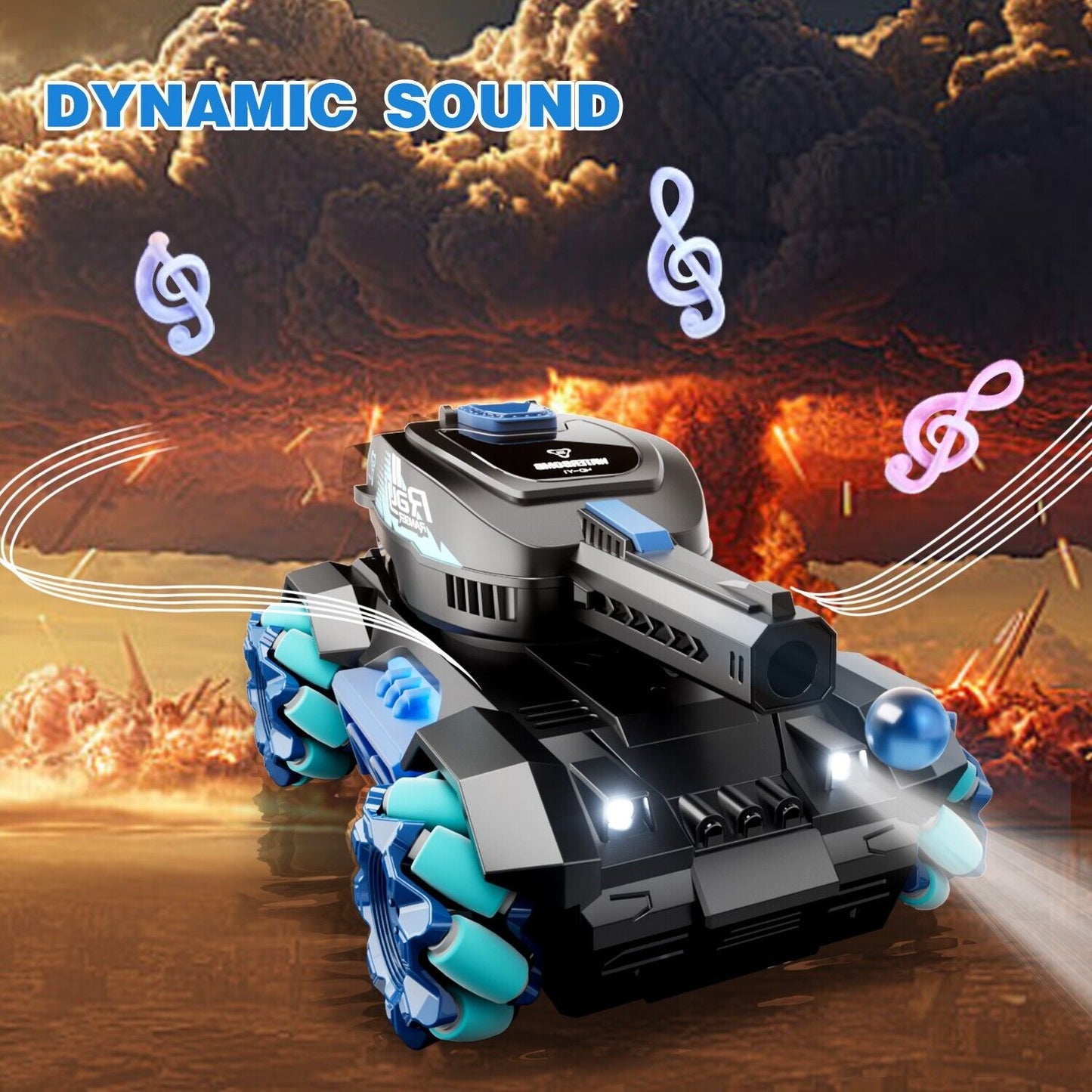 RC Tank Toy with Four-Wheel Drive Power | 2.4GHz Remote & Gesture Control | All-Terrain Stunt Vehicle | Water Bomb Shooting Action Toy for Kids & Teens