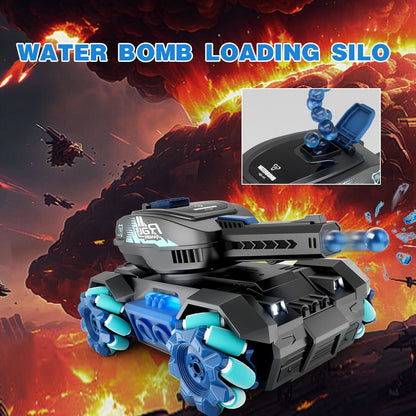 RC Tank Toy with Four-Wheel Drive Power | 2.4GHz Remote & Gesture Control | All-Terrain Stunt Vehicle | Water Bomb Shooting Action Toy for Kids & Teens