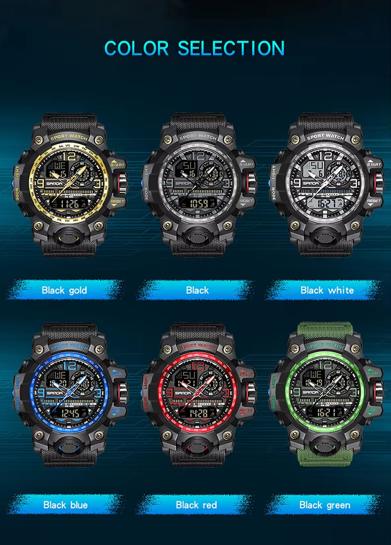 SANDA Waterproof Men’s Electronic Quartz Sports Watch – Fashionable and Functional for All Occasions
