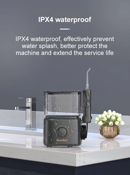 Niecfeel HydroSmile Electric Water Flosser for Teeth & Gums Cleaning, Dental Care, Braces & Implants, 10 Pressure Settings, 7 Tips for Family Use, ADA Accepted, White, Model HS-880, Packaging May Vary