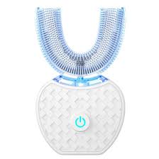 Smart 360° U Type Electric Toothbrush   Automatic Ultrasonic Toothbrush with Blue Light Whitening, Waterproof & USB Rechargeable