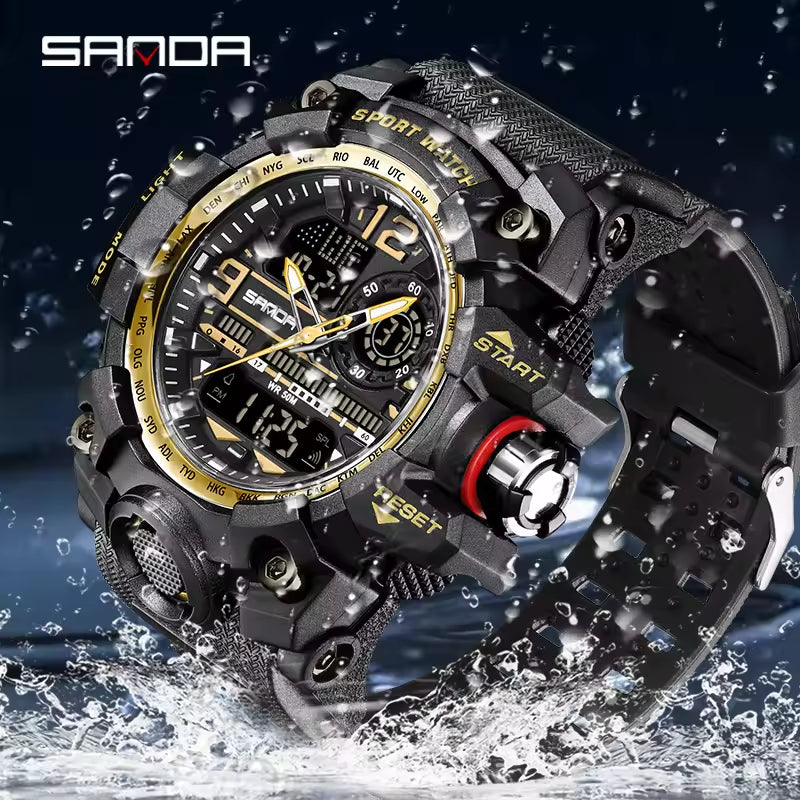 SANDA Waterproof Men’s Electronic Quartz Sports Watch – Fashionable and Functional for All Occasions