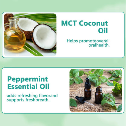 Coconut Mint Mouthwash for Fresh Breath – Natural Coconut & Mint Formula to Fight Bad Breath, Promote Healthy Gums & Teeth Whitening, Alcohol-Free Oral Care (100ml)