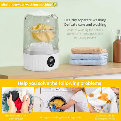 Portable Mini Washing Machine USB Rechargeable Travel Washer For Baby Clothes Underwear Socks Compact Foldable For RV Dorm Camping