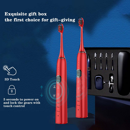 Whitening 3D Touch Sonic Toothbrush – Adjustable Intensity, Smart Timer & Travel Case – 40,000 VPM Motor & Wireless Charging - 5 Cleaning Mode.