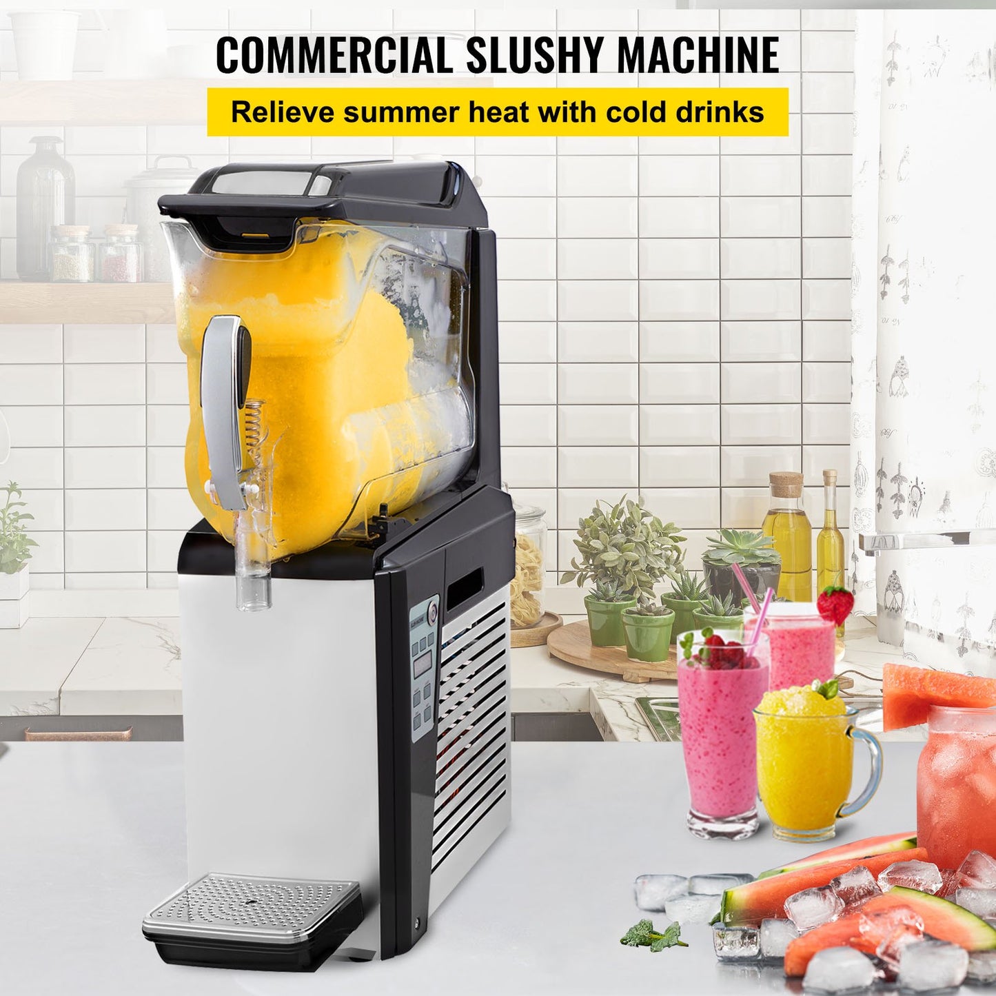 10L Professional Slushy Machine for Home & Business | 600W Powerful Frozen Beverage Machine | One-Tank Slushie Maker with Automatic Cleaning System