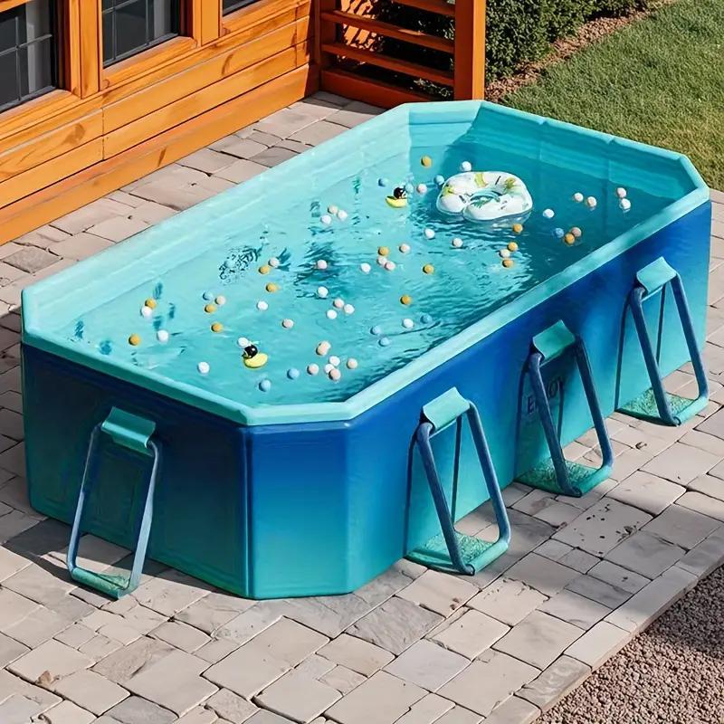 2.6-meter Glacier Blue Swimming Pool - No Inflation Required, Leak-proof, Soothing Glacier Blue Aesthetics, Stylish And Elegant Design - A Must-Have For Family Water Games And Cool Summer Recreation I