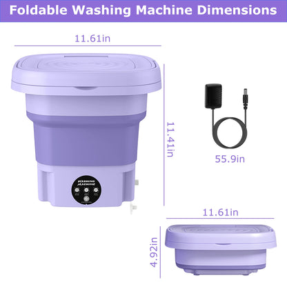 Foldable  Washing Machine  Portable Laundry Machine With Detachable Drain Basket 3 Modes Electric Clothes Washer For Underwear Socks Towels Baby Clothes